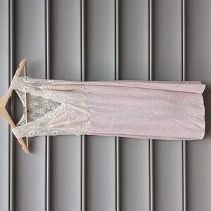 Bordeaux Pink and Cream Jersey & Lace Slip Dress Dainty Lingerie Dress Babydoll